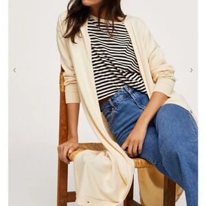 Mango off white long Cotton-blend cardigan size small NWT